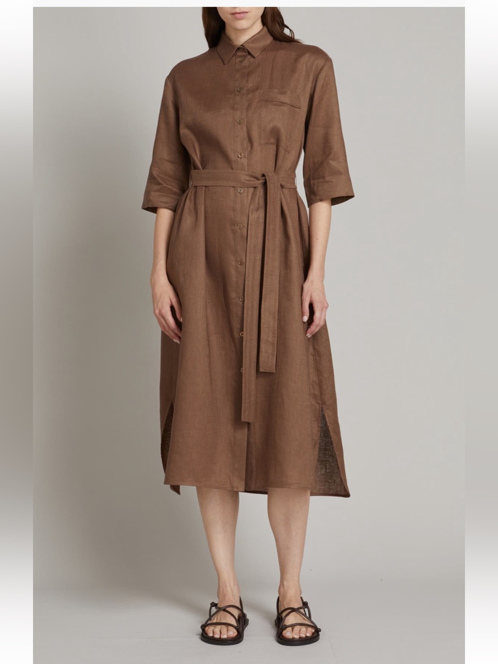 MM by Max Mara Tabella belted linen shirt dress
